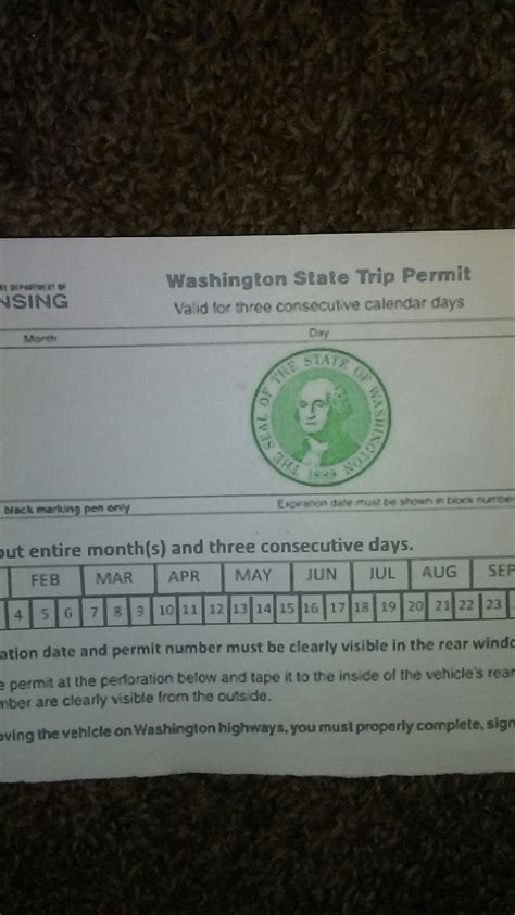 Three Day Trip Permits For Sale In Lakewood Wa Offerup