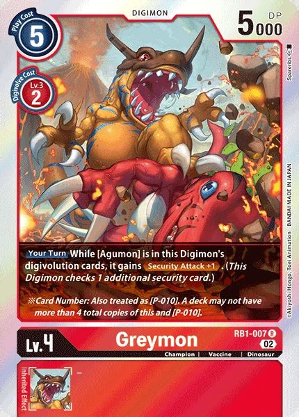 Digimon Karte Rb1 007 Greymon Gamekiwi