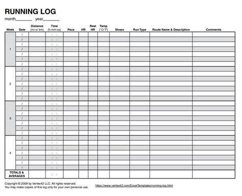 Running Log Templates 9 Free Printable Word Excel And Pdf Log Formats