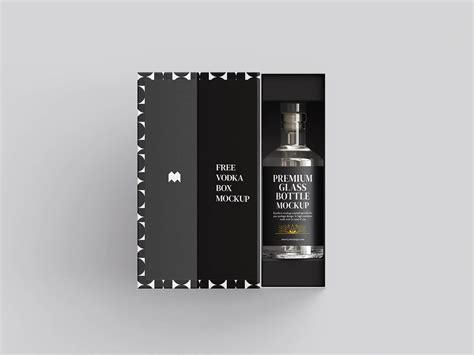 Free Vodka Bottle Branding And Packaging Box Mockup 5 Set Package Mockups