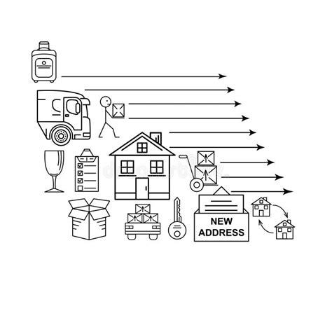 Line Art Icon Infographic Set for Moving. Thin Line Art Icons. Flat Style Illustrations Isolated ...