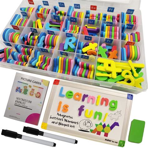 Buy 291Pcs ABC Magnets Board Magnetic Letters Numbers and Shapes for Kids Toddlers with Storage ...