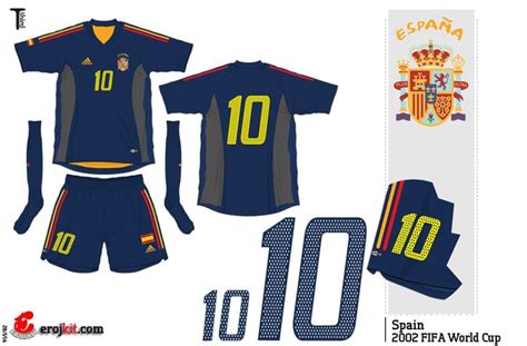 Kit Design By Eroj 2002 Espanha Home Away E Third Football Fashion