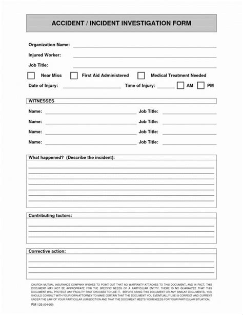 First Aid Incident Report Form Template