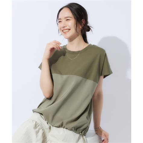 キューティーブロンド Cutie Blonde インせずサマ見え 裾ドロスト切り替えトップス オリーブグリーン 026 ファッション通販 MAGASEEK マガシーク