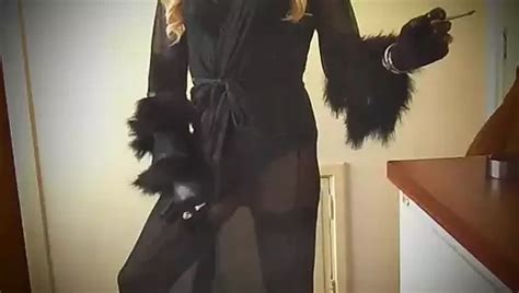 Smoking And Stroking In Black Lingerie And Thigh High Boots XHamster