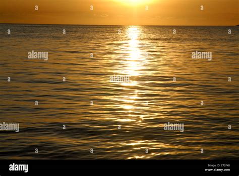 Sunset Over Sea West Point Magnetic Island Off Townsville