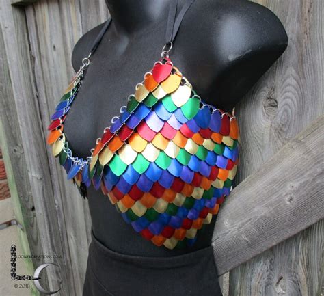 Chainmaille Top Large Scale Maille Armor Rainbow Bikini Top Etsy