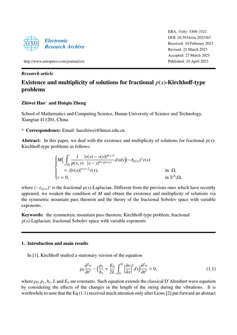 Pdf Existence And Multiplicity Of Solutions For Fractional Px