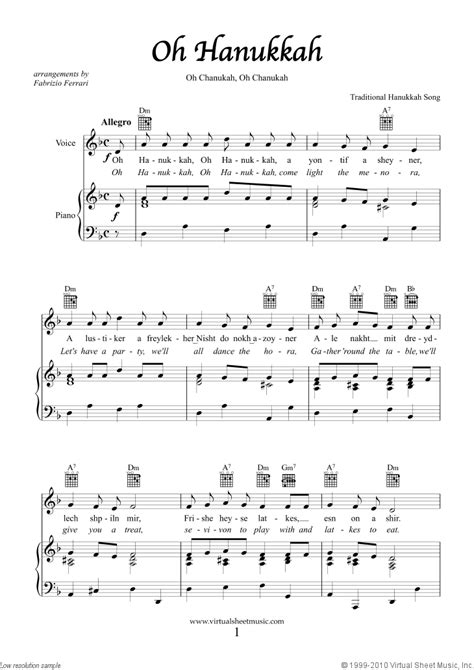 Hanukkah Sheet Music To Download Chanukah And Jewish Songs