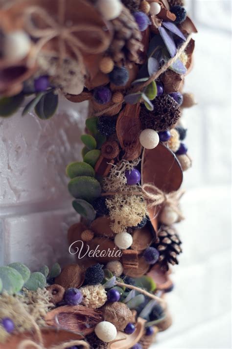 Квадратный венок "Голубика" - Vekoria. Handmade decor for home