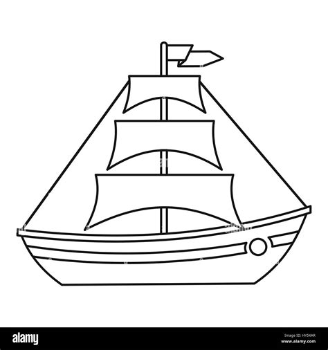 Boat With Sails Icon Outline Style Stock Vector Image And Art Alamy