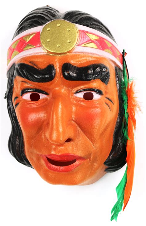 Vintage Indian Halloween Mask Cesar 1970s 80s Costume France Warrior