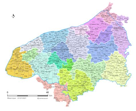 Carte des intercommunalités de la Seine Maritime avec communes