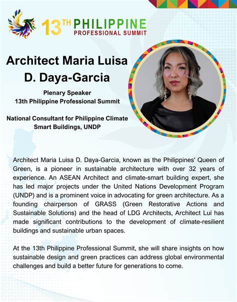 🌟 Plenary Speaker Spotlight: Arch. Maria Luisa D. Daya-Garcia 🌟 We are