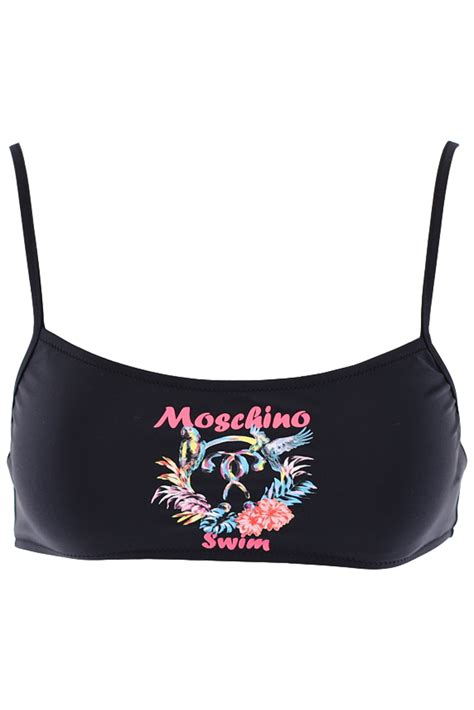 Moschino Top De Bikini Negro Con Logo Tropical BLS Fashion