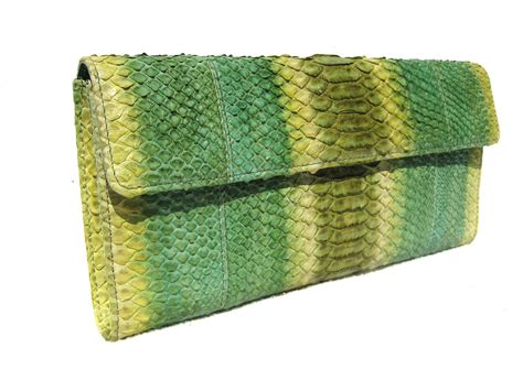 Lai 2000s Lime Green Python Snake Skin Clutch Bag Vintage Skins