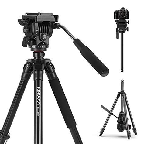 Kingjoy Video Camera Tripod Professional Fluid Head Tripod For