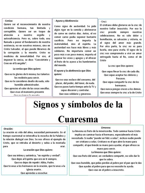 Signos Y Símbolos De La Cuaresma Pdf Oración Cristo Título