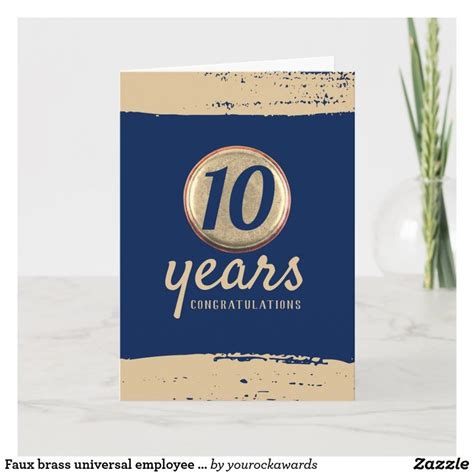 Faux Brass Universal Employee Anniversary Card Zazzle Anniversary