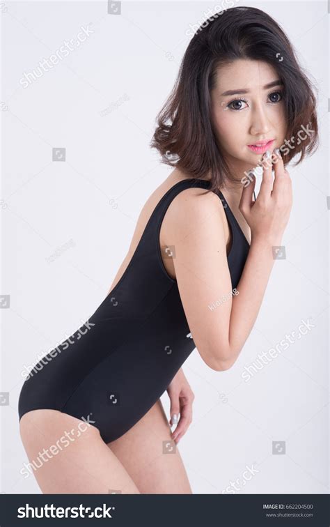 Sexy Asian Woman On Black Bikini Stock Photo Edit Now