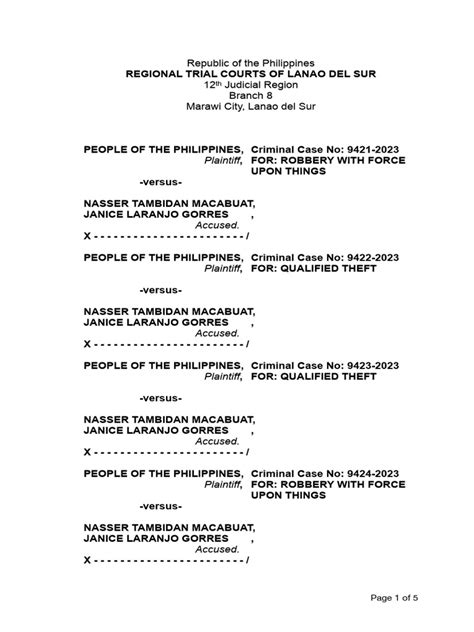 Pre Trial Brief Gorresmacabuat Pdf Prosecutor Common Law