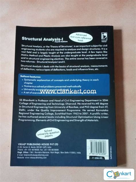 Buy 'STRUCTURAL ANALYSIS VOL - I' Book In Excellent Condition At ...