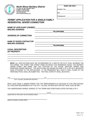 Fillable Online Northshoresanitary Permit Application For A Single