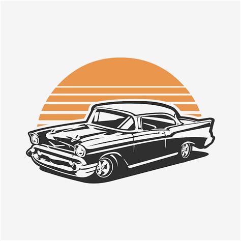 Clássico vintage hot rod ilustração de arte vetorial de carro isolada para design de camiseta