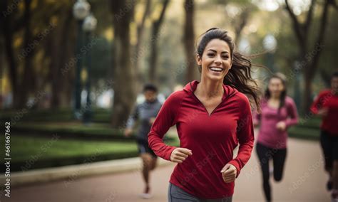 Hermosa Mujer Joven Latina De Cabello Casta O Ejercit Ndose Corriendo En Un Parque De La