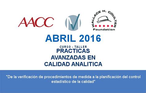 Curso Taller Pr Cticas Avanzadas En Calidad Anal Tica Abril Infobioquimica Org
