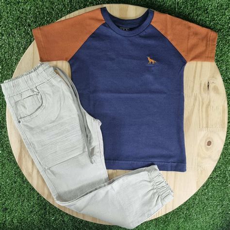 Cal A Jogger Nude Camiseta Azul Laranja Infantil Lojinha Da Vivi Roupas Cal Ados E