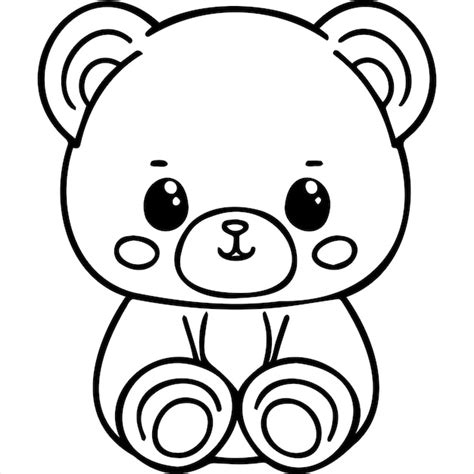 Página para colorear de oso kawaii | Vector Premium