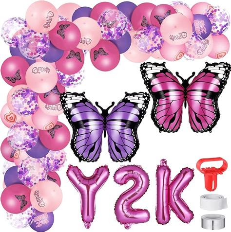 55 Pcs Y2k Party Decorations Early 2000s Pink Party Balloons for Girls ...