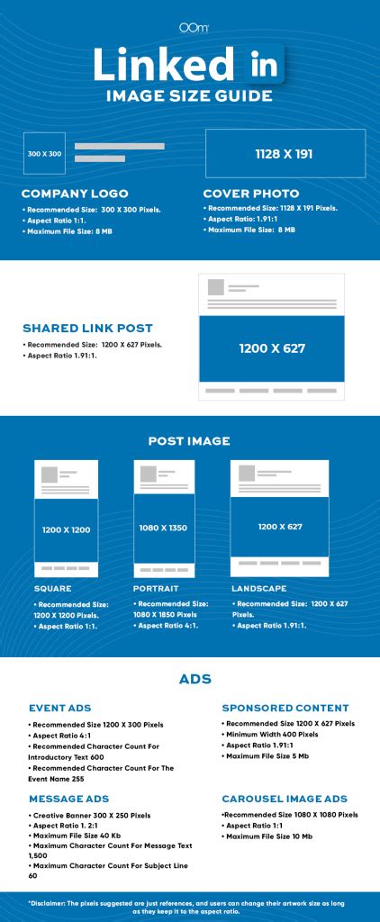 linkedin image sizes    guide  marketers oom singapore
