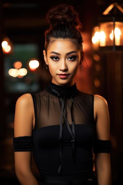 Premium AI Image Portrait Of Beautiful Japanese Women With Light Sand Blonde Loose Side French