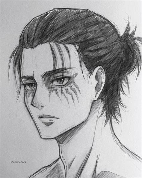 A Drawing Of An Anime Character With Long Hair
