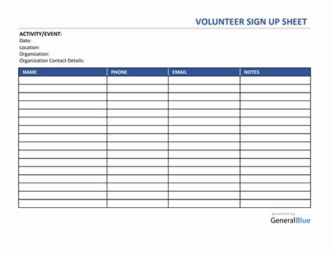 Free Excel Volunteer Templates