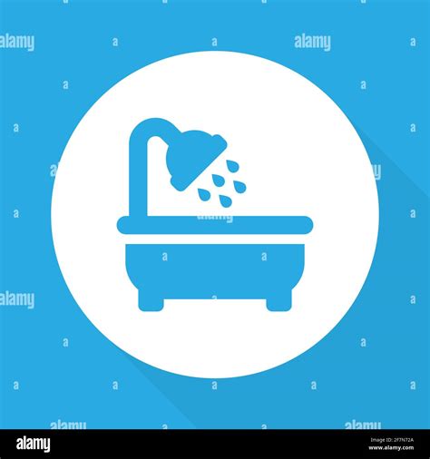 Shower Vector Icon Bathroom Symbol In Flat Style On Blue Background