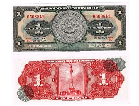 Billete 1 Un Peso Calendario Azteca Nuevo Sin Circular 1970 En Venta En Guadalajara Jalisco Por