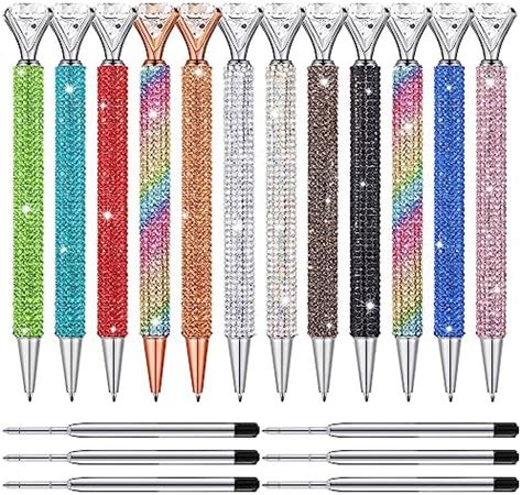 Amazon Yeaqee 12 Pcs Big Diamond Pens With 12 Pen Refill Crystal