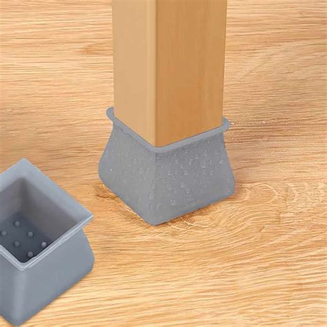 Square Silicone Table Chair Leg Mat Non-slip Table Chair Leg Caps Foot Protection Bottom Cover ...