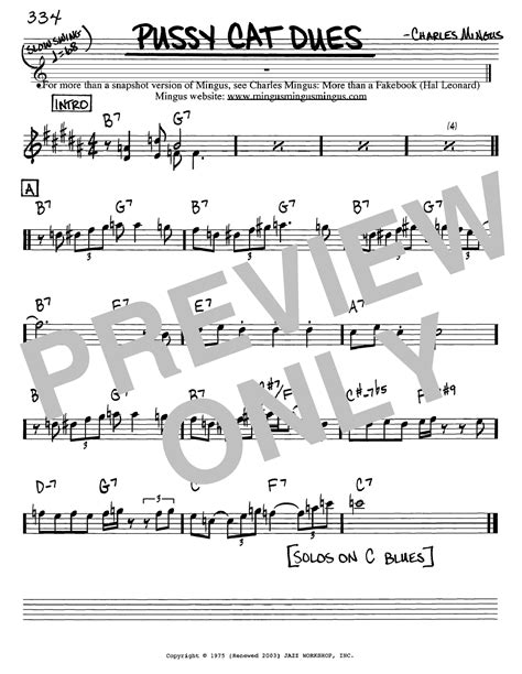 Charles Mingus Pussy Cat Dues Sheet Music Pdf Notes Chords Jazz