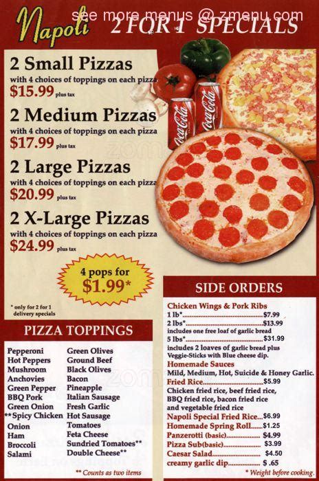 Online Menu of Napoli Pizza Restaurant, Burlington, Iowa, 52601 - Zmenu