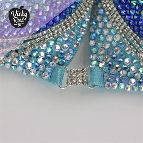 Competition Fitness Npc Ifbb Bikini Crystal Blue Floral Bikini Design Vicky Ross Fit