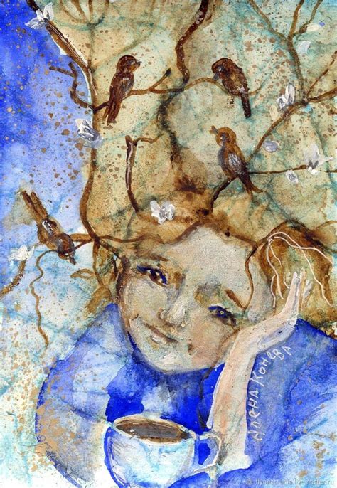 Чай с птицами. Авторский принт открыточного формата – купить в интернет ...