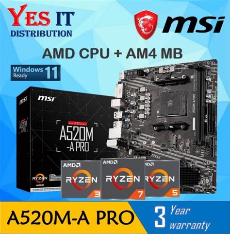 MSI A520M-A PRO MATX AMD AM4 MOTHERBOARD + AMD Ryzen™ 5000 Series ...