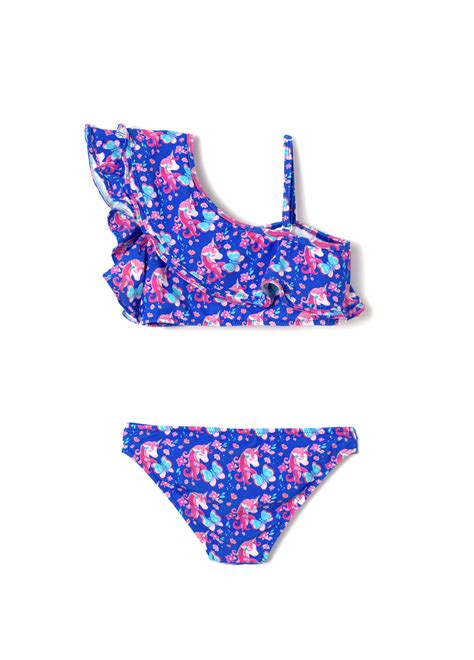 Miss Muse Unicorns and Flowers Kız Çocuk Bikini Takımı Mavi