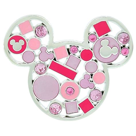 Your Wdw Store Disney Mickey Icon Pin Pink Jeweled Mickey Mouse Icon