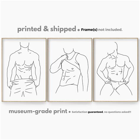 Naked Man Poster Set Minimal Line Art Gay Wall Artwork Gay Housewarming Gift Male Love Wall